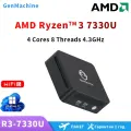 Мини - компьютер GenMachine AMD R3-7330U Windows 11 Pro 2*DDR4 3200Mhz Gaming Business Office Design Computer 0GB+0GB