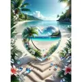 Алмазная мозаика на подрамнике 40x50 см. BoomBoomShop Сердце на песчанном пляже