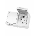 Розетка двойная 2П+З (горизонтальная) открытой установки IP54 16А белая Вуокса TDM