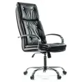 Офисное кресло роскресла Надир-2 компьютерное рабочее на колесиках мягкое руководителю / стул крутящийся с подлокотниками и высокой спинкой, экокожа, черно-серый