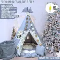 Палатка детская вигвам детский PREMIUM 6 стоек Зефирка с ковриком бомбон, 150х150см