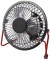 Вентилятор настольный 2,5 Вт, D14 см, цвет черный/красный. Компактный прибор станет удобным и практичным решением для комнаты, рабочего места или загородного дома. Мобильное устройство мягко охлаждает воздух, создает вентиляцию и способствует комфорту.