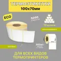 Термоэтикетки 100х70 мм 500шт ЭКО / 10 рулонов / самоклеящиеся этикетки / термотрансферные стикеры