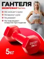 Гантель Pantera Energy D-образная, виниловое покрытие, 5кг, красная