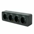 Розетка 4-местная с/з открытой установки, 250В, 16А, IP20, серия София, черный матовый, MST16-14-05, цена за 1 шт.