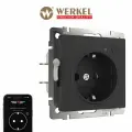 Умная розетка встраиваемая с заземлением Werkel W1171608 черный матовый Wi-Fi Умный дом