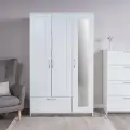 Шкаф распашной с зеркалом Сириус, белый, 3 двери и 1 ящик, 190 см х 117 см х 50 см
