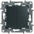Механизм переключателя/выключателя проходного Legrand Etika двухклавишный антрацит