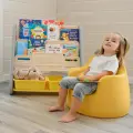 Стеллаж для книг Монтессори UNIX Kids Yellow для хранения игрушек детский 2 полки + 2 ящика, пластиковый