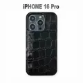 Чехол для IPhone 16 Pro чёрный полу глянец текстура крокодила