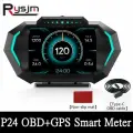 OBDII умный цифровой спидометр HUD P24 автомобильный проекционный дисплей OBD + GPS система инклинометр потребление топлива сигнализация превышения скорости