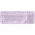 YUNZII X98 Белая прозрачная механическая игровая клавиатура, беспроводная пользовательская клавиатура QMK/VIA RGB с ручкой, крепление на прокладку для Win/Mac Snow Linear Switch, Purple
