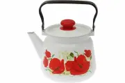 Чайник 3,5л эмаль 2716*67 сфер. Маки белый с петлёй стальэмаль