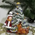 Irena-Co елочная игрушка, стекло Девочка у ёлочки (12,5х10,5х7см)