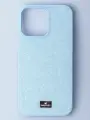 Чехол Swarovski, для Apple iPhone 16 Pro, накладка, со стразами, защита камеры, голубой
