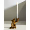 Подсвечник на 1 свечу «Мышка с короной в руках», полистоун, золото, 15.5×8×15.5 см