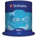 Диски CD-R VERBATIM 700 Mb 52х, комплект 100 шт, Cake Box, 43411