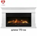 Электрокамин California 40 (белый) c очагом Aurora RTFPP-AR40LS(яркое пламя, пульт, звук, обогрев)
