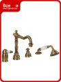 Смеситель на борт ванны Migliore OXFORD на 4 отверстия, ручка белая, бронза 19086