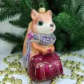 Irena-Co елочная игрушка, стекло Белочка с сумкой (11,5х5,5х9см)