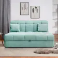 Диван кровать Пафос с подушками (бирюза) для отдыха и сна, механизм аккордеон, без подлокотников, велюр, 145х200 см