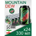 Mountain Dew, 0.33 л, 24 шт, банка (газированный напиток Маунтин Дью классический, лимон и лайм, MNT DEW)
