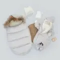 Комплект на выписку 5 предметов Лапландия, с опушкой, зимний, светло-серый