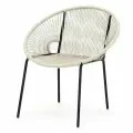 Стул KORNERA Луна, каркас черный, искусственный ротанг светло-серый