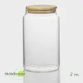 Банка стеклянная для сыпучих продуктов с бамбуковой крышкой BellaTenero Эко, 2 л, 12×20 см