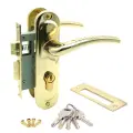Замок врезной с ручками на планке ключ-ключ SOLLER 50/106PB золото 24 ЦМ