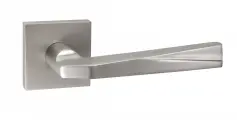 Ручка дверная межкомнатная на квадратной розетке RENZ Валерио, никель супер матовый