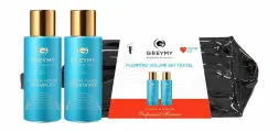 Greymy Plumping Volume Set Travel, Набор миниатюр для ухода за волосами лишенными объема в косметичке,