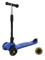 Самокат трехколесный MobyKids DISCO складной, 120 PU, со светом (синий)