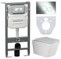 Комплект 4 в 1 Ceramicanova с инсталляцией Envision, безободковым унитазом Metric, клавишей Round хром
