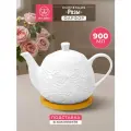 Чайник заварочный 900 мл Elan Gallery Розы 21,5х13,5х14,5 см, на деревянной подставке