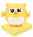 Мягкая игрушка с пледом Maxitoys Сова, 30 см, желтый