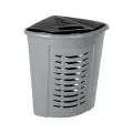 Корзина для белья угловая пластиковая «05003», 45л, серебристый, вентиляционные отверстия