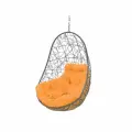 Подвесное кресло овал ротанг серое (без стойки), оранжевая подушка