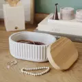 Декоративная шкатулка для мелочей Chloe, 12,5x8,5 см, с деревянной крышкой, бетон, белая глянцевая