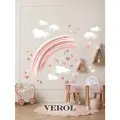 Наклейки интерьерные VEROL Радуга и сердечки на стену, декор для дома