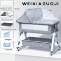 Многофункциональная детская кровать-люлька M315, маятниковая система качания, цвет серый