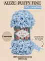 Пряжа для вязания плюшевая Alize Puffy Fine, цвет 218 голубой, 100г, 14,5м, 5 шт/упак