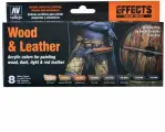 70182 Набор красок подборка - Дерево и кожа. Vallejo Wood & Leather (8 цветов)
