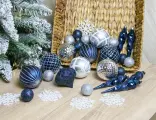 Набор ёлочных украшений зимние сокровища, пластик, сине-белый, 5/8/16 см, 50 шт, Kaemingk 029591