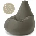 Кресло мешок Laavi Home кресло груша, размер ХXL, мебельный велюр, серый
