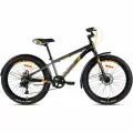Велосипед городской SITIS CROSSER 24 (2025) Black-Grey-Yellow, для детей на рост 130-150 см, алюминиевая рама 12