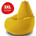 Кресло мешок Bean Joy, пуфик мешок, бескаркасное кресло, размер 3XL, мебельный велюр, желтый