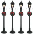 Набор статуэток Рождественские уличные фонари, 11 см, 4 шт, подсветка, батарейки, Lemax, 64498-lemax