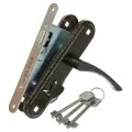 Замок Omega (Омега) врезной сувальдный с защёлкой в комплекте с ручкой ЗВ9.1-01 (бронза), 3 кл.