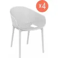 Комплект из 2-х садовых обеденных кресел Siesta Sky Pro, усиленный пластик, штабелируемые, цвет белый
